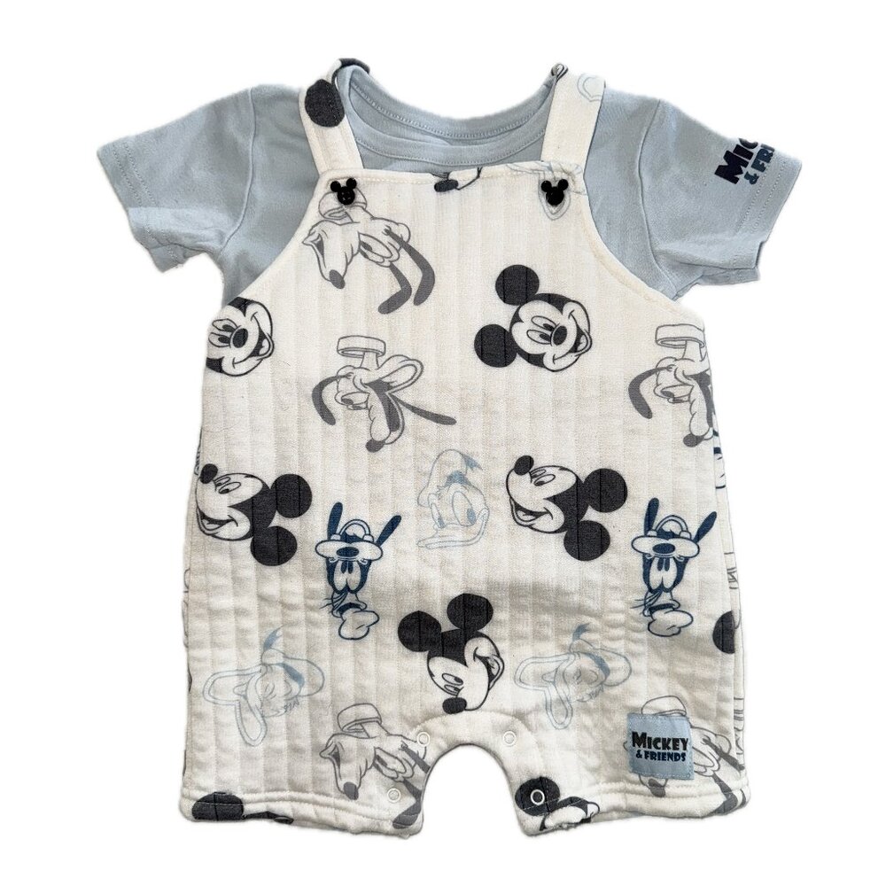 Disney Baby Mickey Mouse & Friends Short Overalls Tee Outfit 24 Months